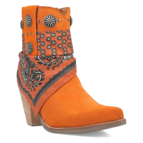 Dingo Womens Bandida Orange Suede Fashion Boots 6 M