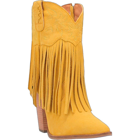 Dingo Womens Crazy Train Yellow Suede Fashion Boots