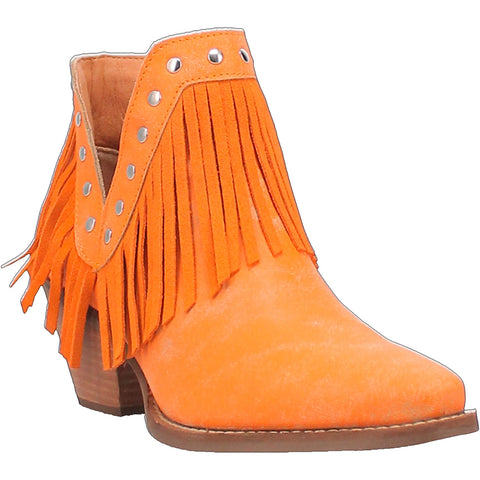 Dingo Womens Fine N Dandy Bootie Orange Leather Fashion Boots