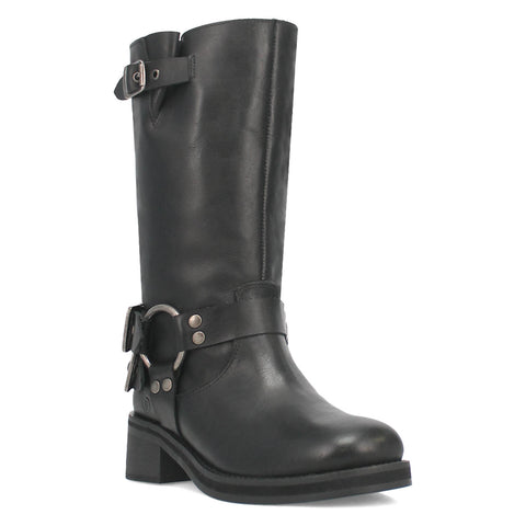 Dingo Womens Harlee Black Leather Motorcycle Boots 8 M