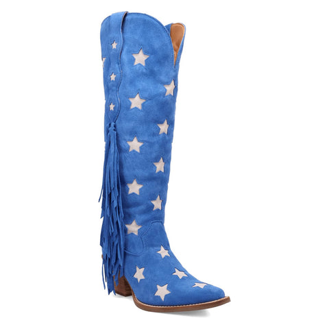Dingo Womens Super Star Blue Suede Cowboy Boots 7 M