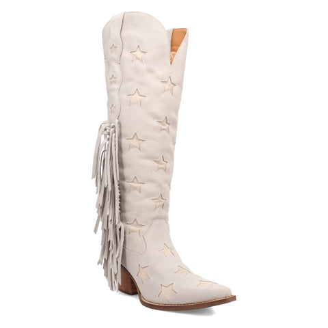 Dingo Womens Super Star White Suede Cowboy Boots 7 M