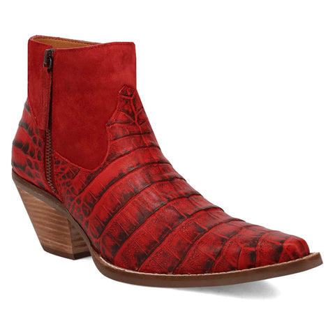 Dingo Womens Rickieie Red Leather Ankle Boots 7 M