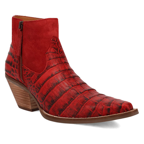 Dingo Womens Rickieie Red Leather Ankle Boots