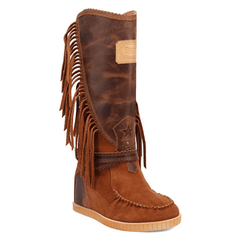 Dingo Womens Natchez Brown Leather 14in Fringe Fashion Boots 7 M
