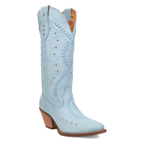 Dingo Womens Pretty N Pink Blue Leather Cowboy Boots 8 M