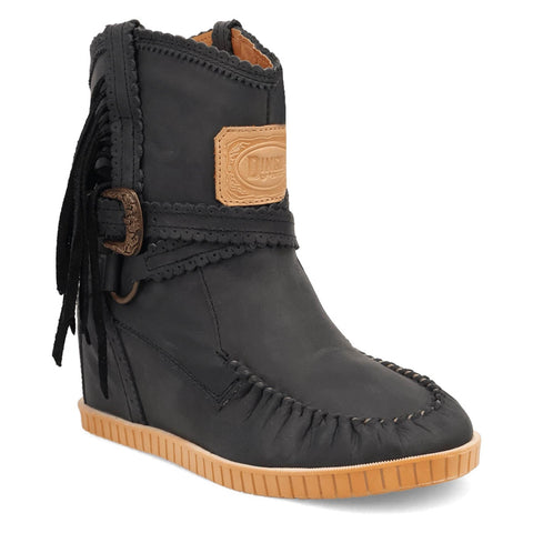 Dingo Womens Montauk Black Leather 9in Moccasin Fashion Boots