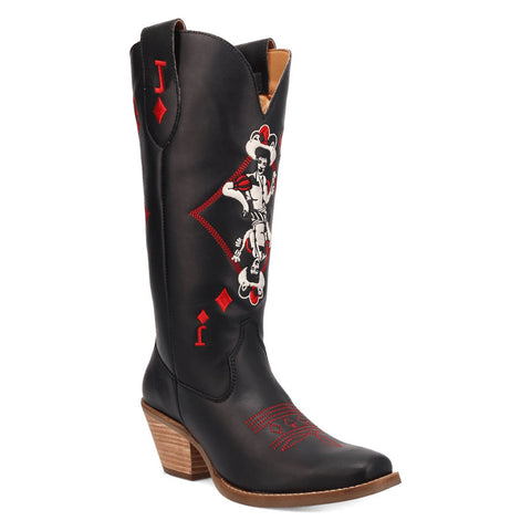 Dingo Womens Jack Of Diamonds Black Leather Cowboy Boots