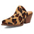 Dingo Womens Calico Leopard Hair-on-Hide 2in Heel Mules Shoes