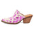 Dingo Womens Cash Cow Fuchsia Hair-on-Hide 2.5in Heel Mules Shoes