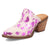 Dingo Womens Cash Cow Fuchsia Hair-on-Hide 2.5in Heel Mules Shoes