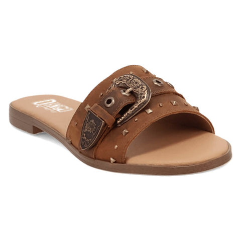 Dingo Womens Lariat Brown Leather Buckle Sandals Shoes
