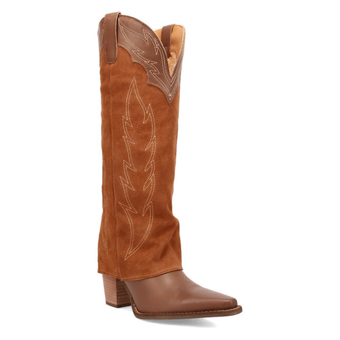 Dingo Womens Wild Horses Brown Leather 16in Cowboy Boots