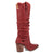 Dingo Womens Grit N Grace Red Leather 16in Stud Fashion Boots