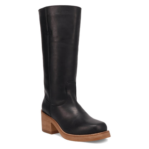 Dingo Womens Vagabond Black Leather 14in Vintage Fashion Boots