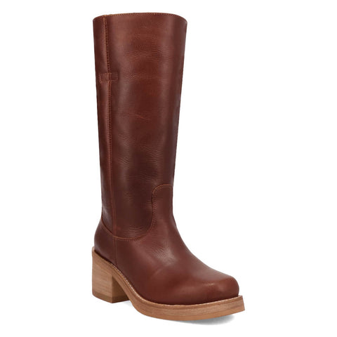 Dingo Womens Vagabond Brown Leather 14in Vintage Fashion Boots