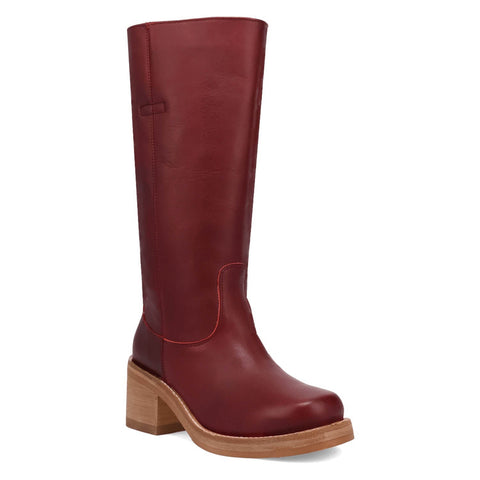 Dingo Womens Vagabond Merlot Leather 14in Vintage Fashion Boots