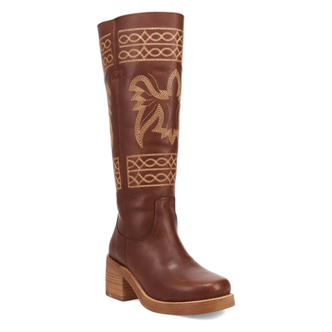 Dingo Womens Avalon Brown Leather 16in Vintage Fashion Boots