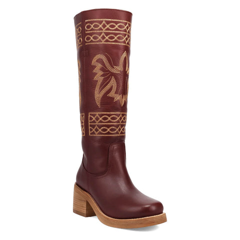 Dingo Womens Avalon Merlot Leather 16in Vintage Fashion Boots