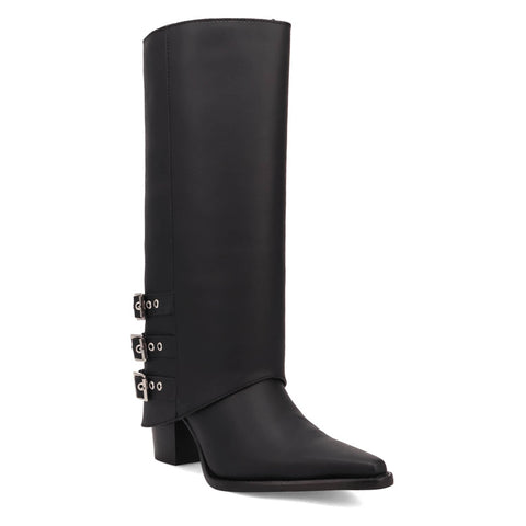 Dingo Womens Urban Cowgirl Black Leather 15in Fashion Boots