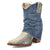 Dingo Womens Denim Dream Bootie Blue Leather 7in Ankle Boots