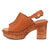 Dingo Womens Clover Wooden Russet Leather Stud Sandals Shoes