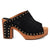 Dingo Womens Echo Wooden Black Leather Stud Sandals Shoes