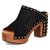 Dingo Womens Echo Wooden Black Leather Stud Sandals Shoes