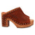 Dingo Womens Echo Wooden Russet Leather Stud Sandals Shoes