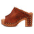 Dingo Womens Echo Wooden Russet Leather Stud Sandals Shoes