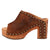 Dingo Womens Echo Wooden Brown Leather Stud Sandals Shoes