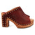 Dingo Womens Echo Wooden Merlot Leather Stud Sandals Shoes