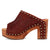 Dingo Womens Echo Wooden Merlot Leather Stud Sandals Shoes