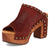 Dingo Womens Echo Wooden Merlot Leather Stud Sandals Shoes