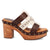 Dingo Womens Chateau Wooden Brown Leather Stud Sandals Shoes