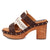 Dingo Womens Chateau Wooden Brown Leather Stud Sandals Shoes