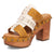 Dingo Womens Chateau Wooden Plantain Leather Stud Sandals Shoes