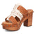 Dingo Womens Chateau Wooden Russet Leather Stud Sandals Shoes