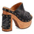 Dingo Womens Free Spirit Wooden Black Leather Stud Sandals Shoes