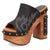 Dingo Womens Free Spirit Wooden Black Leather Stud Sandals Shoes