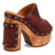 Dingo Womens Free Spirit Wooden Merlot Leather Stud Sandals Shoes