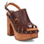 Dingo Womens Gema Wooden Brown Leather Stud Sandals Shoes