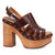 Dingo Womens Gema Wooden Brown Leather Stud Sandals Shoes