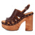 Dingo Womens Gema Wooden Brown Leather Stud Sandals Shoes