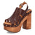 Dingo Womens Gema Wooden Brown Leather Stud Sandals Shoes