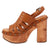 Dingo Womens Gema Wooden Tan Leather Stud Sandals Shoes