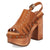 Dingo Womens Gema Wooden Tan Leather Stud Sandals Shoes