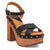 Dingo Womens Lotus Wooden Black Leather Stud Sandals Shoes