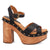 Dingo Womens Lotus Wooden Black Leather Stud Sandals Shoes
