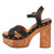 Dingo Womens Lotus Wooden Black Leather Stud Sandals Shoes